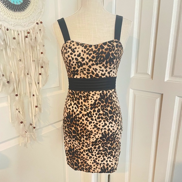 Forever 21 | Y2K Leopard Mesh Sweetheart Bodycon Mini Dress, S-L Fit - Picture 1 of 10